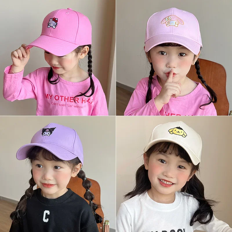New Children's Sanrio Hello Kitty Kuromi Cap Cotton Cartoon Cinnamoroll Baseball Cap For Kids image 2