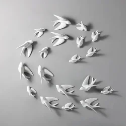 Ceramic Swallows Sparrow 3D Simple Ceramic Birds Murals Wall Hanging Decorations Crafts Home Ornaments Home Wall Sculptures RE