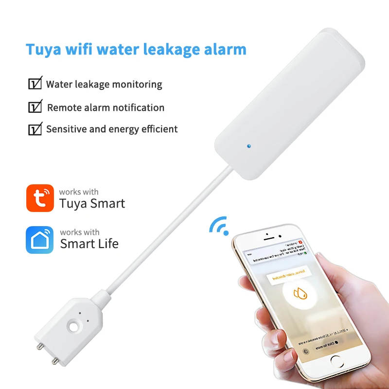 Tuya Zigbee/WIFI Smart Water Leakage Alarm Sensor Smart Life Water Overflow Alarm Detector Flood Sensor For Alexa Google Home