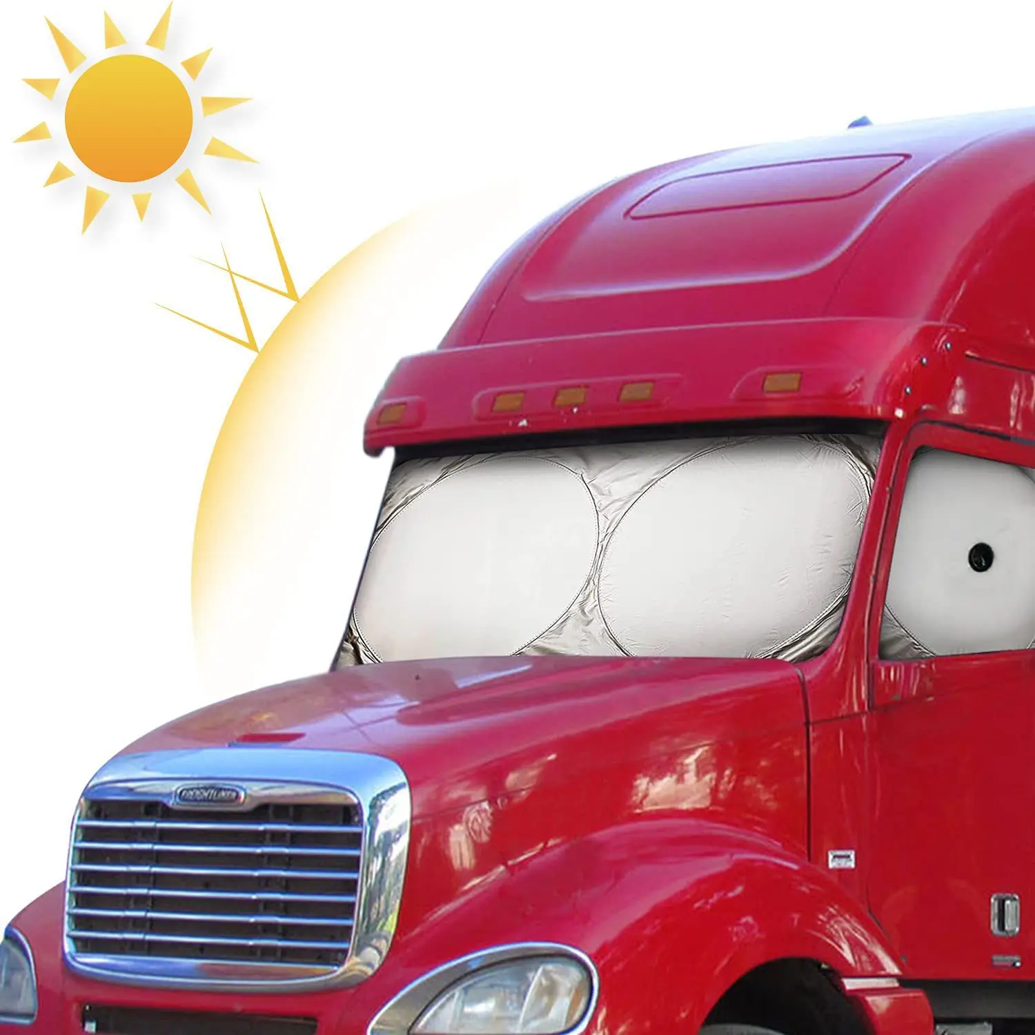 Geeignet für große Lkw und Wohnmobile – Robuster Frontscheiben-Sonnenschutz mit seitlicher Sonnenschutz, Wärmedämmung und UV-Schutz