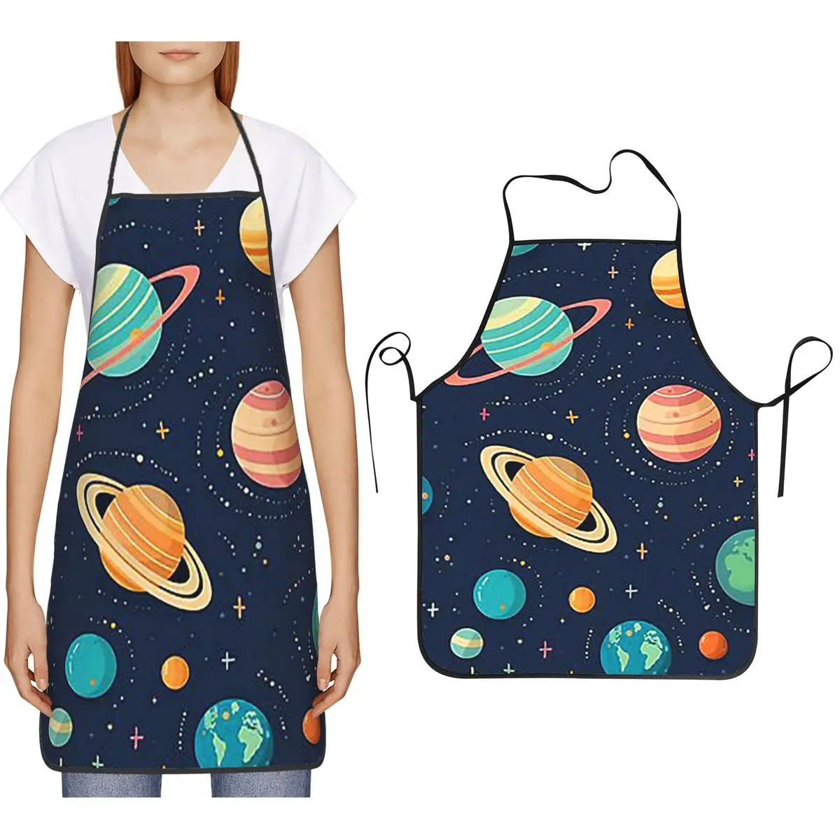 

Фартук «Солнечная система», космические планеты, Вселенная, фартук для шеф-повара, приготовления пищи, выпечки, нагрудник без рукавов, кухонный сарафан для уборки, садоводства