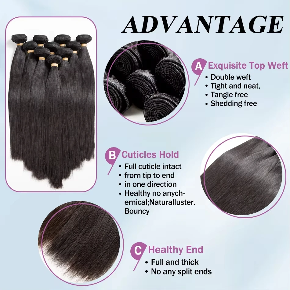 12A البرازيلي العظام شعر طبيعي مفرود حزم 100% غير المجهزة ريمي عذراء لحمة مزدوجة ملحقات سوداء طبيعية حزمة سميكة