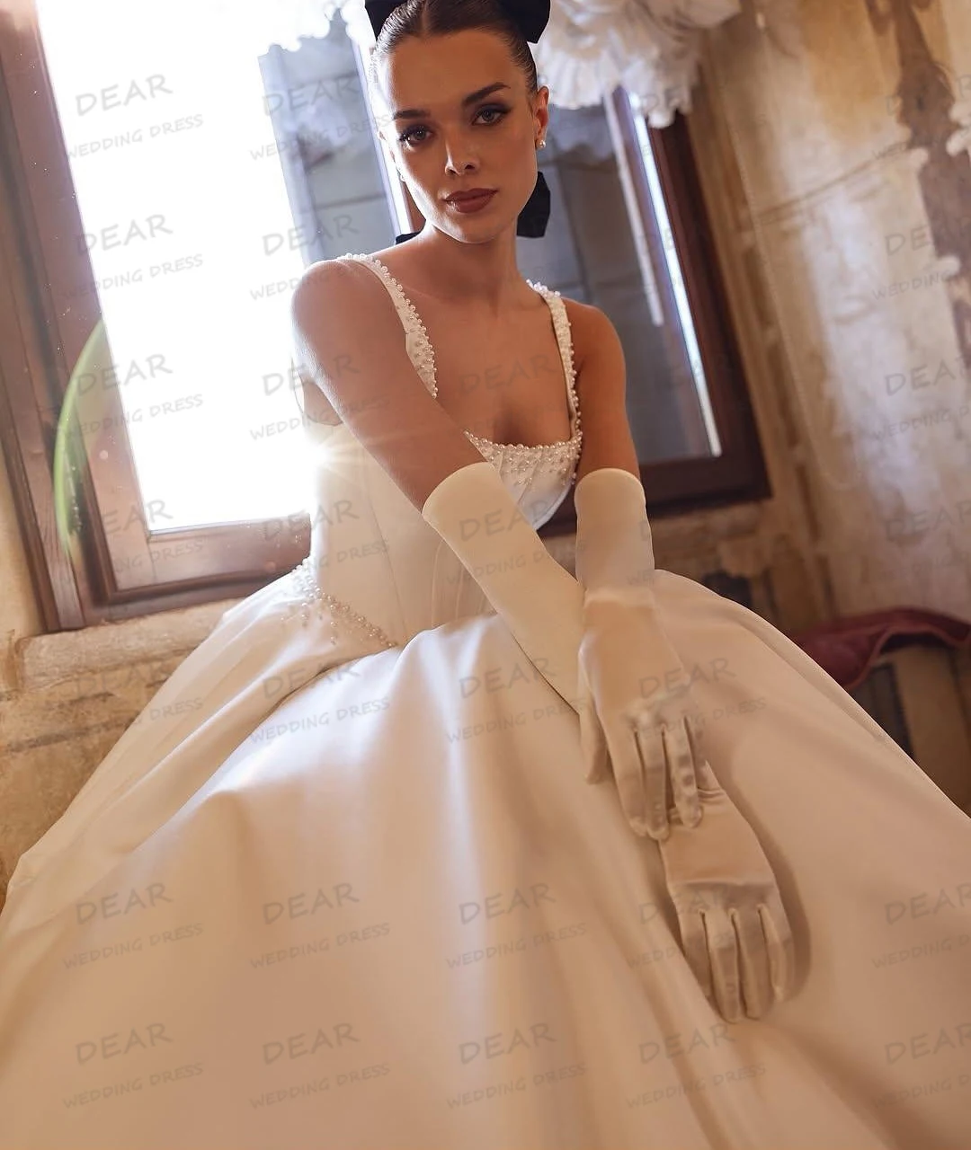 فساتين زفاف بسيطة برقبة قارب مثيرة على شكل حرف A فساتين زفاف نسائية بدون أكمام بدون قفاز مخصصة فيستدوس دي نوفيا #4