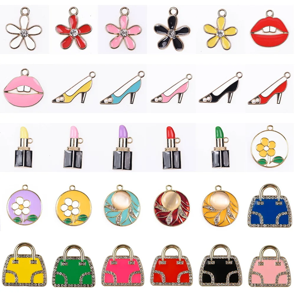 

High Quality 1 Pcs High Heels Metal Shoe Charms With Color Lips Shoe Charms Handbag Shoe Decoration Charm For Birthday Gifts