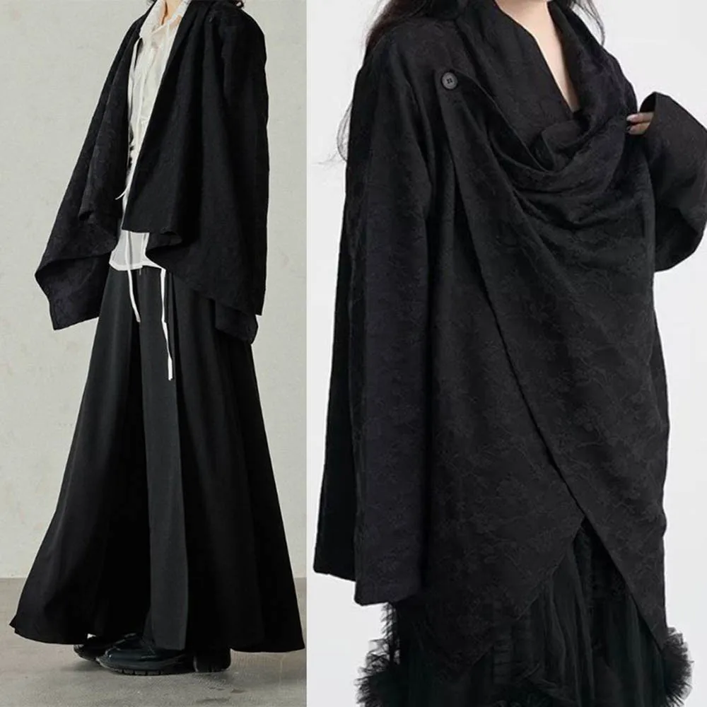 

Мужская нерегулярная жаккардовая рубашка с длинными рукавами, японский ретро-модный тренд, свободные повседневные дышащие нишевые мужские топы High Street