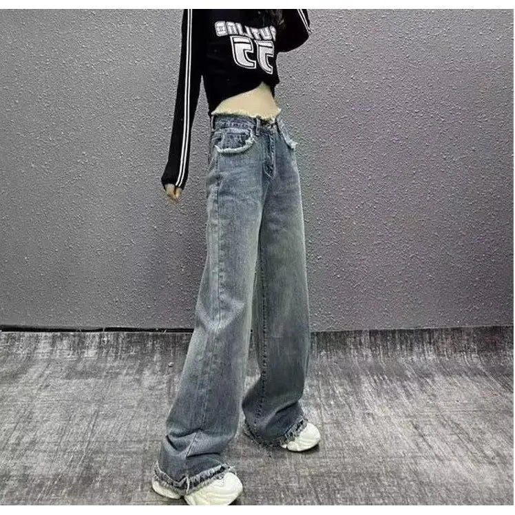 

Ретро-синие джинсы с высокой талией, прямые, облегающие, женские, свободные, повседневные, универсальные, широкие брюки, осень 2026, новинка, повседневная одежда