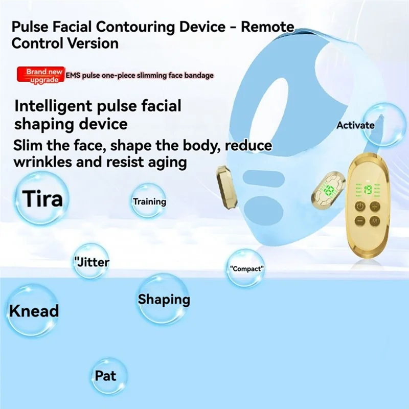 آلة رفع الوجه EMS إزالة الذقن المزدوجة على شكل حرف V حزام رفع EMS Pulse V-Face Massager