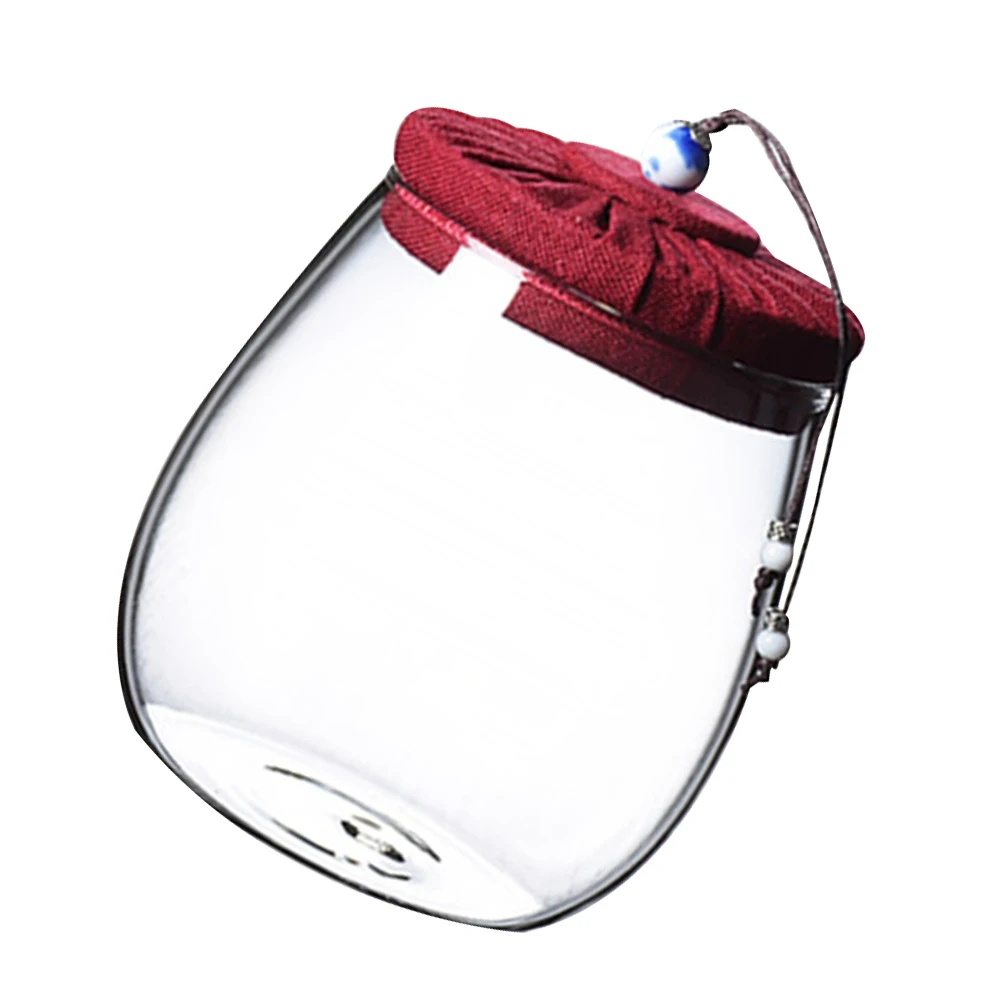 

1000 Ml Tea Kitchen Canisters Glass Jar Sealed Cloth Cover Bamboo Food Storage Containers Jars