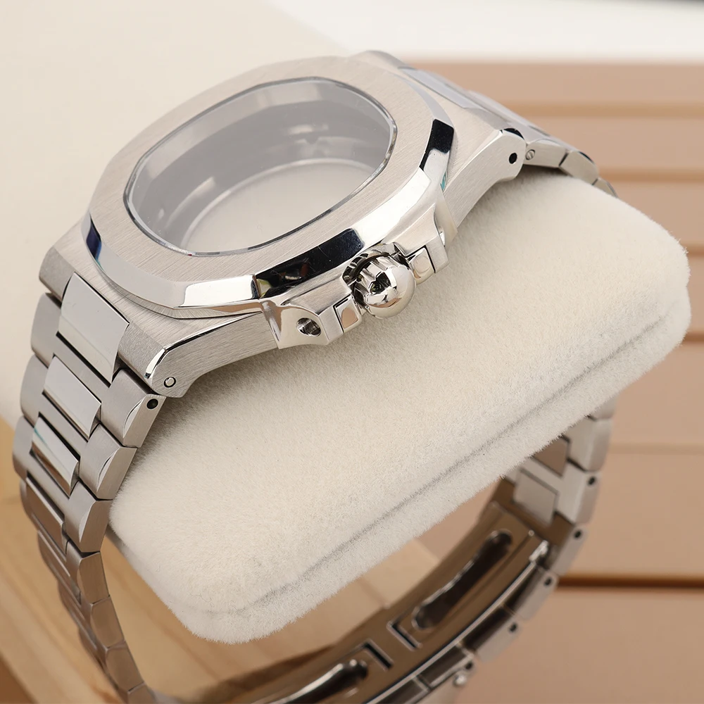 40mm 럭셔리 시계 케이스 스트랩 사파이어 글라스 방수 NH35 NH36 NH34NH38 무브먼트 개조 노틸러스 케이스 30.8mm 다이얼