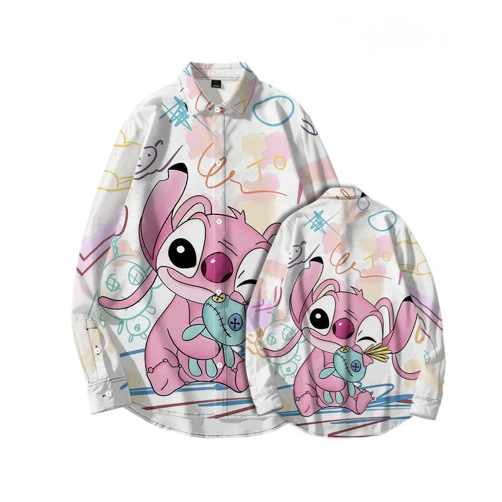 

Disney Stitch, новая весенне-осенняя женская рубашка, свободная трендовая блузка с длинным рукавом, элитная утягивающая блузка в студенческом стиле, универсальный нишевый топ