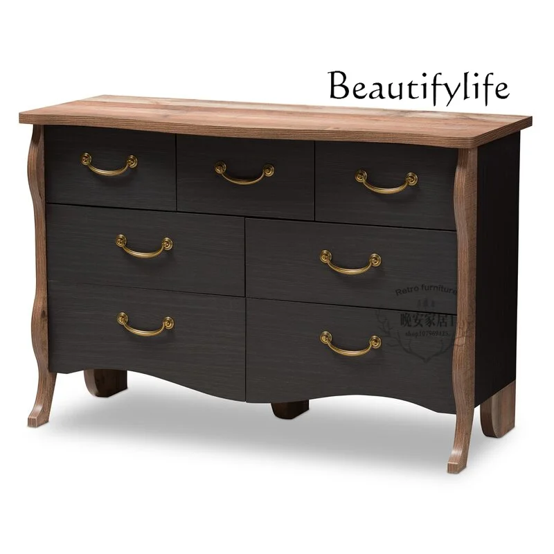 

American oak retro chest French household simple antique solid wood dresser