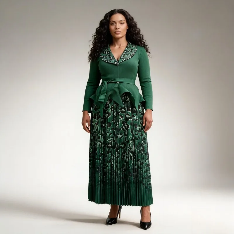 

Комплект с плиссированной юбкой Miyake Plisse 2026: Новинка, большие размеры, летний модный элегантный комплект из двух предметов с леопардовым принтом и плиссировкой