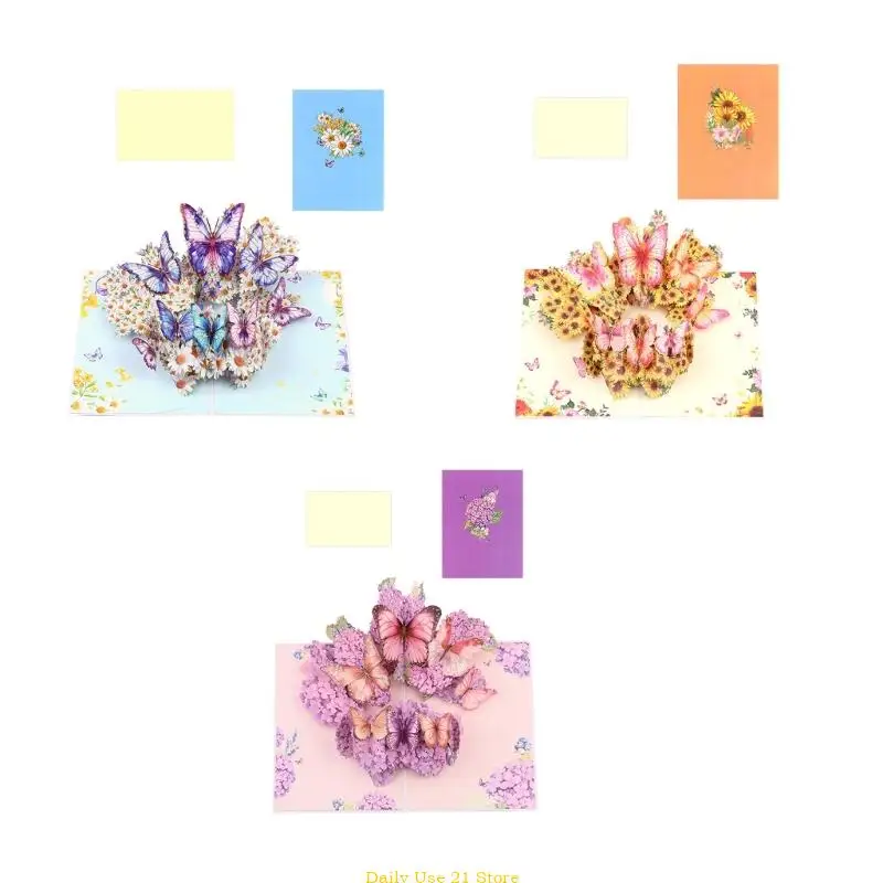 

Unique 3D Popup Card with Flowers and Butterfly for Collector and Gifts Givers