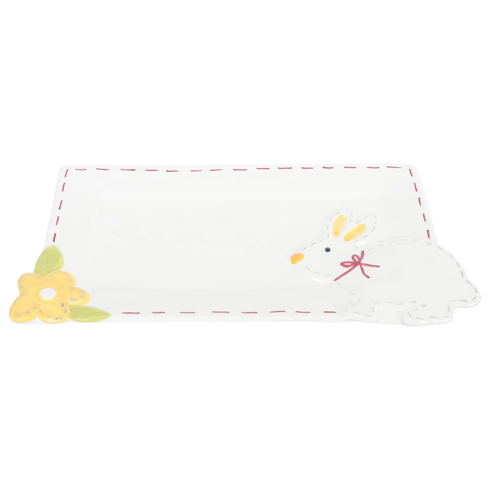 

1Pcs Easter Rabbit Dish Creative Ceramic Rectangular Dinner Plate for Home Party Celebration and Restaurant Use