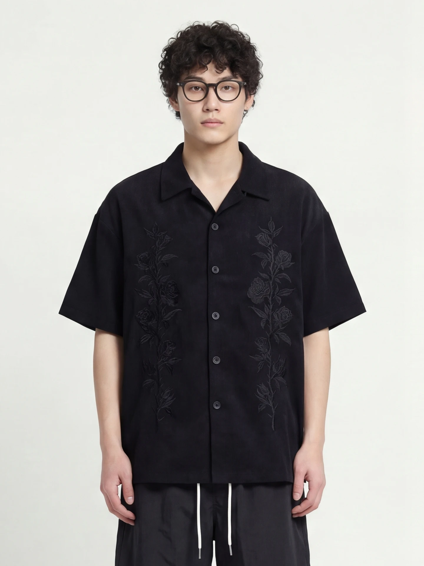 

Loose Fit Floral Embroidery ort Sve irt ex Casual Sle Breathable Polyester Fiber Spring Autumn Wear for Teens