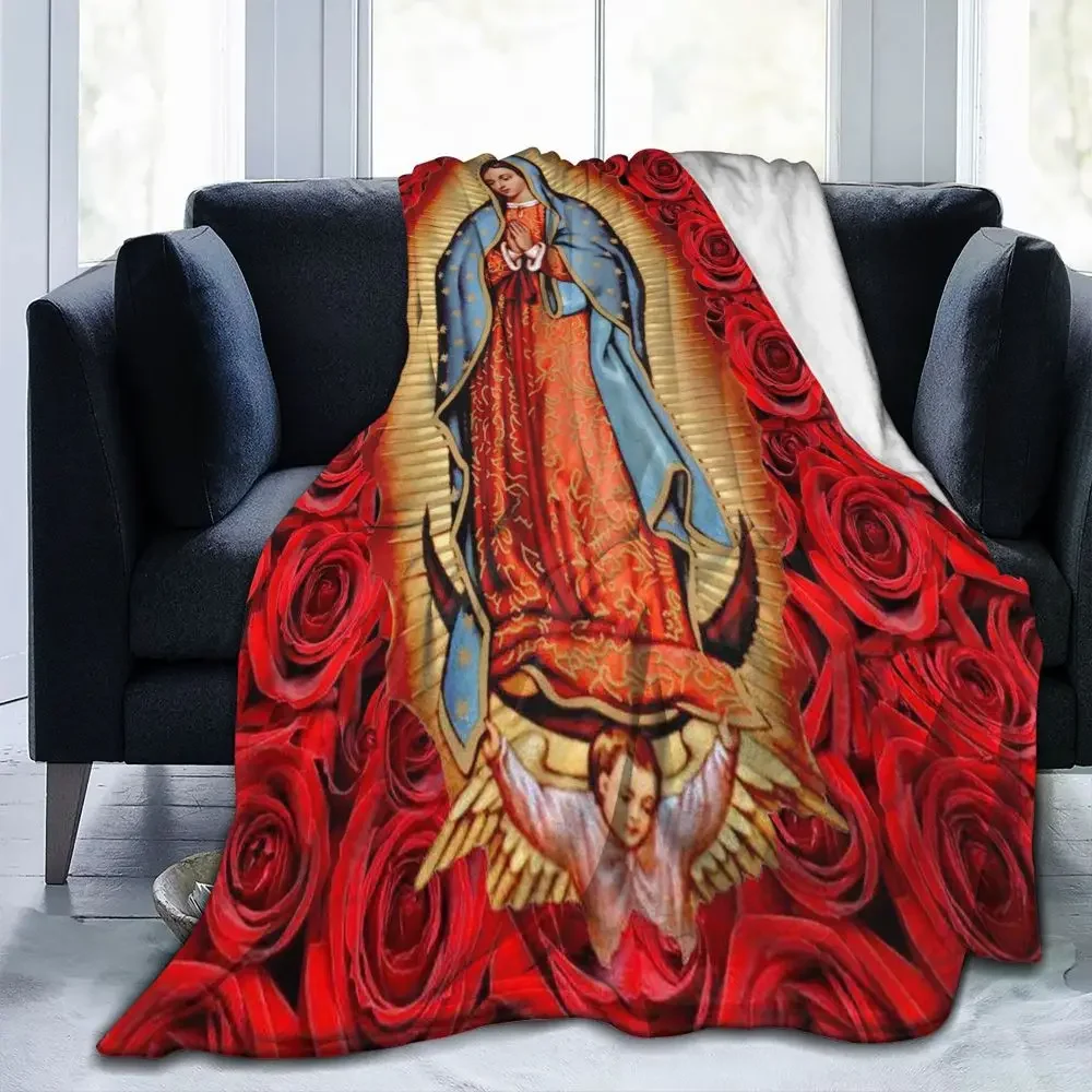 

Christian Catholic Blankets Our Lady of Guadalupe Mexican Virgin Mary Flannel Novelty Warm Throw Blanket for Home Textile Decor