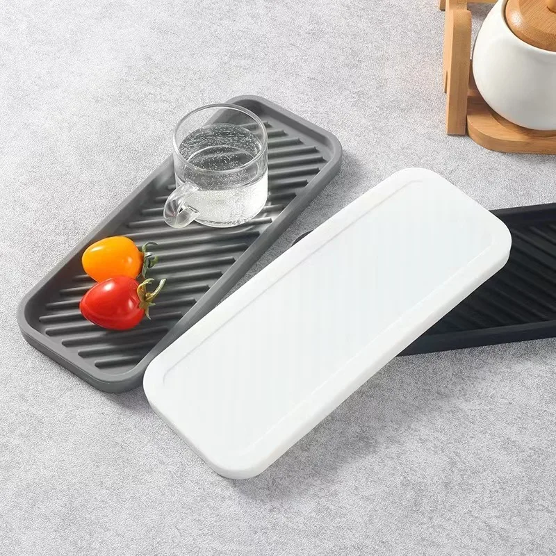 1Pc Silicone Drain Tea Coaster Heat Resistant Cup Drying Non-Slip Mat Bathroom Sink Tray Multifunctional Drain Soap Drain Rack