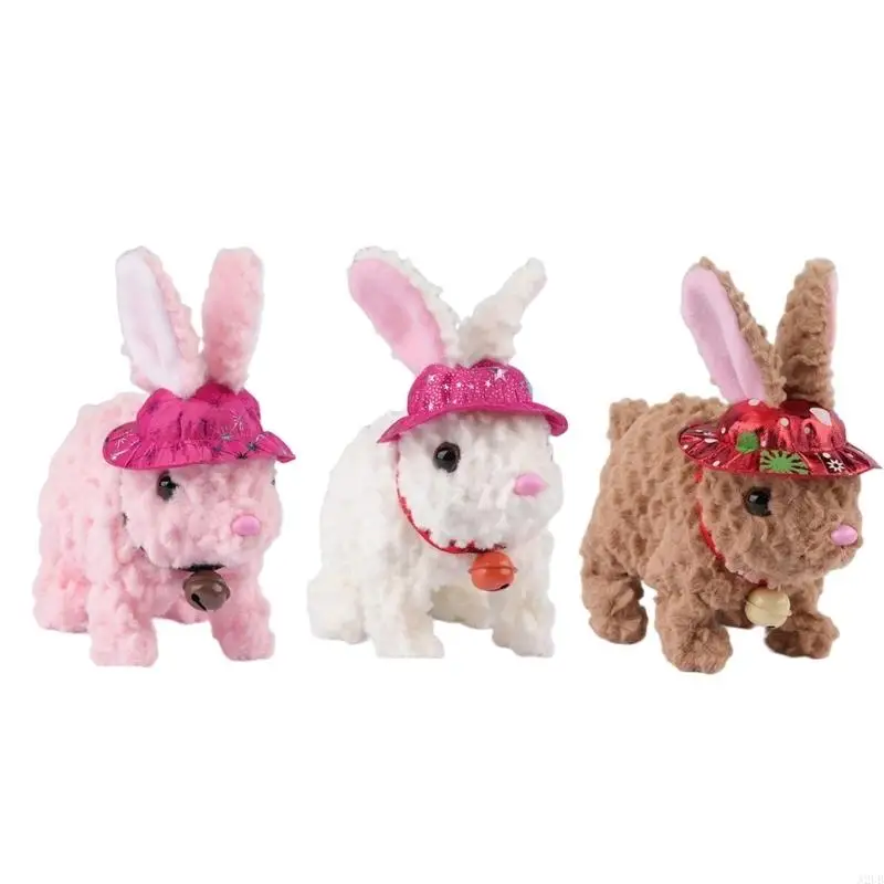 Interaktywny elektryczny pluszowy królik, który chodzi i mówi dla dzieci w wieku od 3 lat Miękka, realistyczna zabawka do zabawy