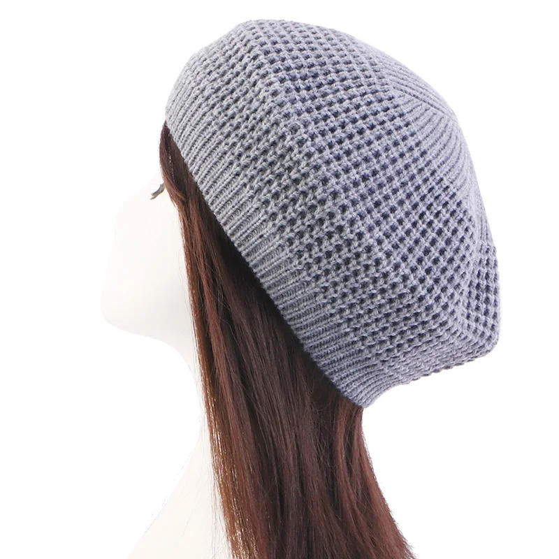 Autumn Winter Knitted Beret Cap Elegant Hats Casual Solid Color Women Ladies Female Artist Painter Beanie Berets Hats