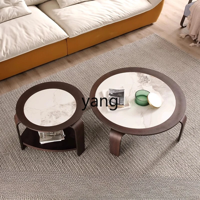 طاولة قهوة من الخشب الصلب LH، شقة صغيرة، بلاطة صخرية، طاولة قهوة عالية ومنخفضة، مجموعة غرفة المعيشة المنزلية #3