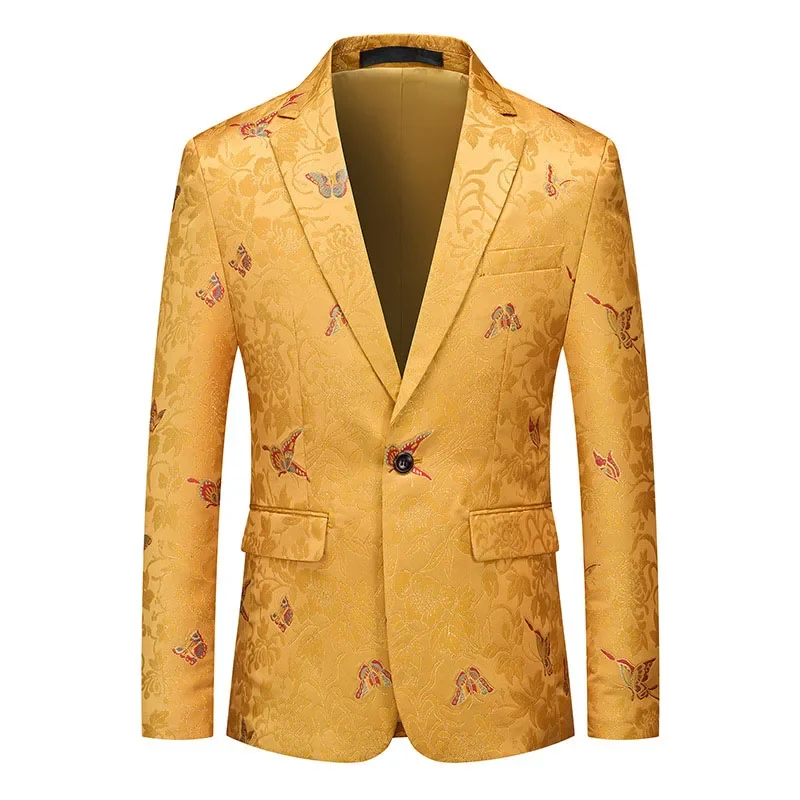 

DK805-A Slim fit single button jacquard suit jacket for men's business casual banquet dress suit