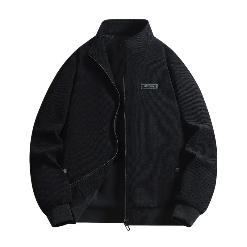 Winter Outdoor Running Windproof and Breathable Corduroy Jacket for Men Fashionable and Versatile Long Sleeved Lapel Warm Jacket