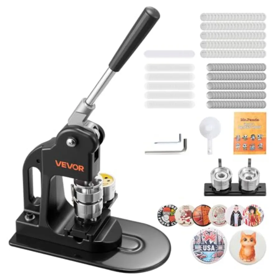 

Button Maker Machine 1.25in/32mm Pin Maker with 500pcs Button Parts Circle Cutter Hex Wrenches and Magic Book Ergonomic Handle