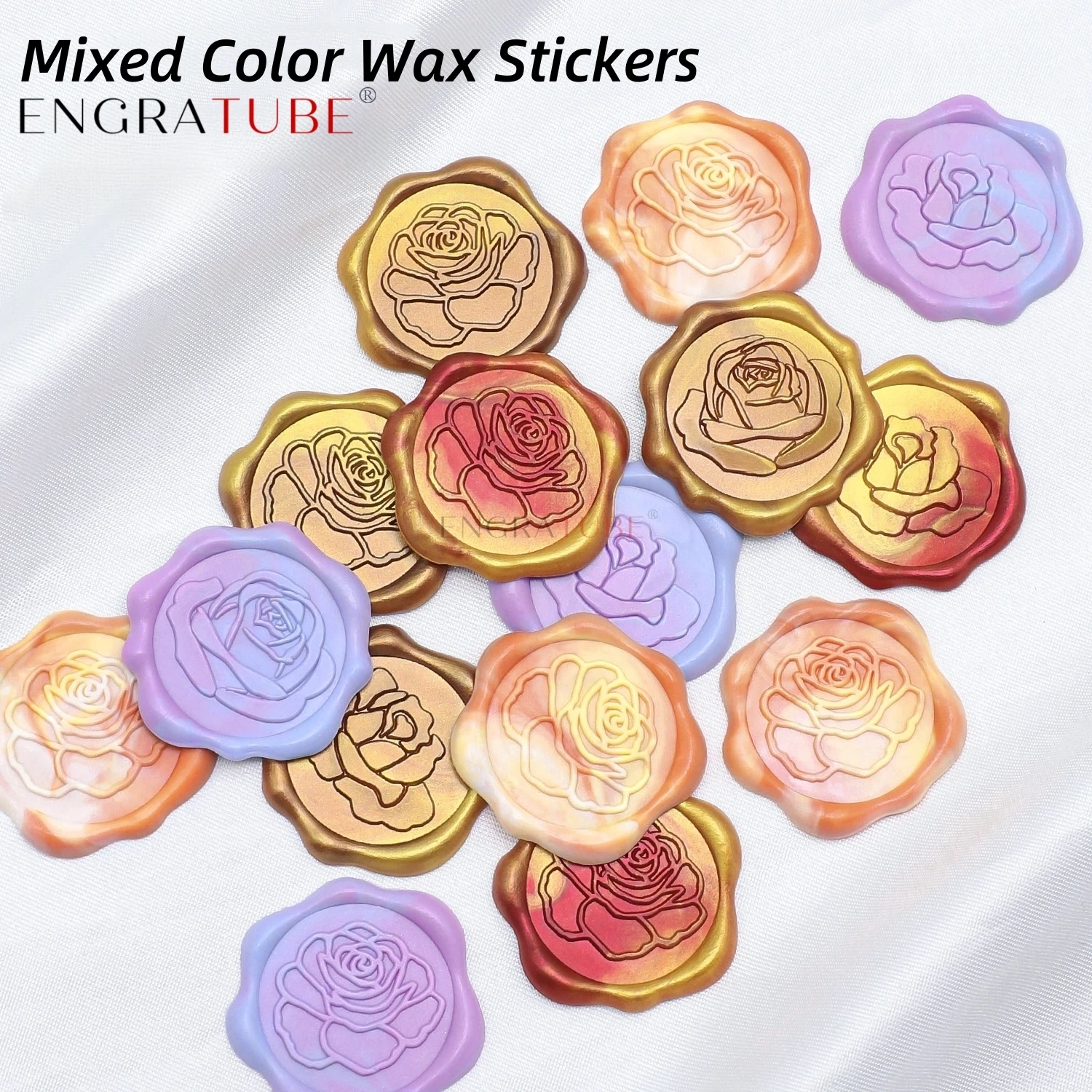 

10pcs Wax Sealing Stamp Stickers Self-adhesive Mixed Color Roses For Wedding Invitation Scrapbooking Gift Packaging Decoration