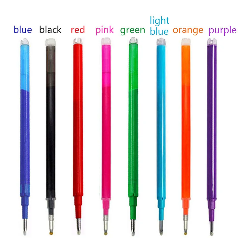 5/10/20Pcs Erasable Gel Pen 0.7mm Replacement Press Refill School Writing Stationery Accessory 8 Color Ink Washable Handle Rods