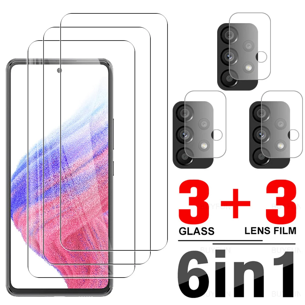 6in1 Tempered Glass Case For Samsung Galaxy A53 5G Camera Protector For Samsung A52s A52 A12 A13 4G A22 A32 A72 Protective Film