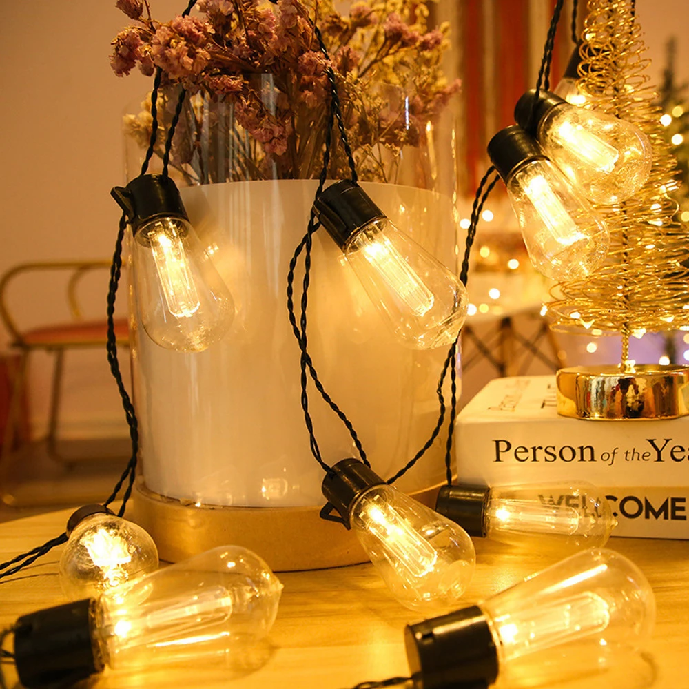 Solar String Lights Outdoor Waterproof,  10/30 Bulbs Shatterproof Bulbs Patio Lights With Remote 2 Lighting Modes LED Solar Pow