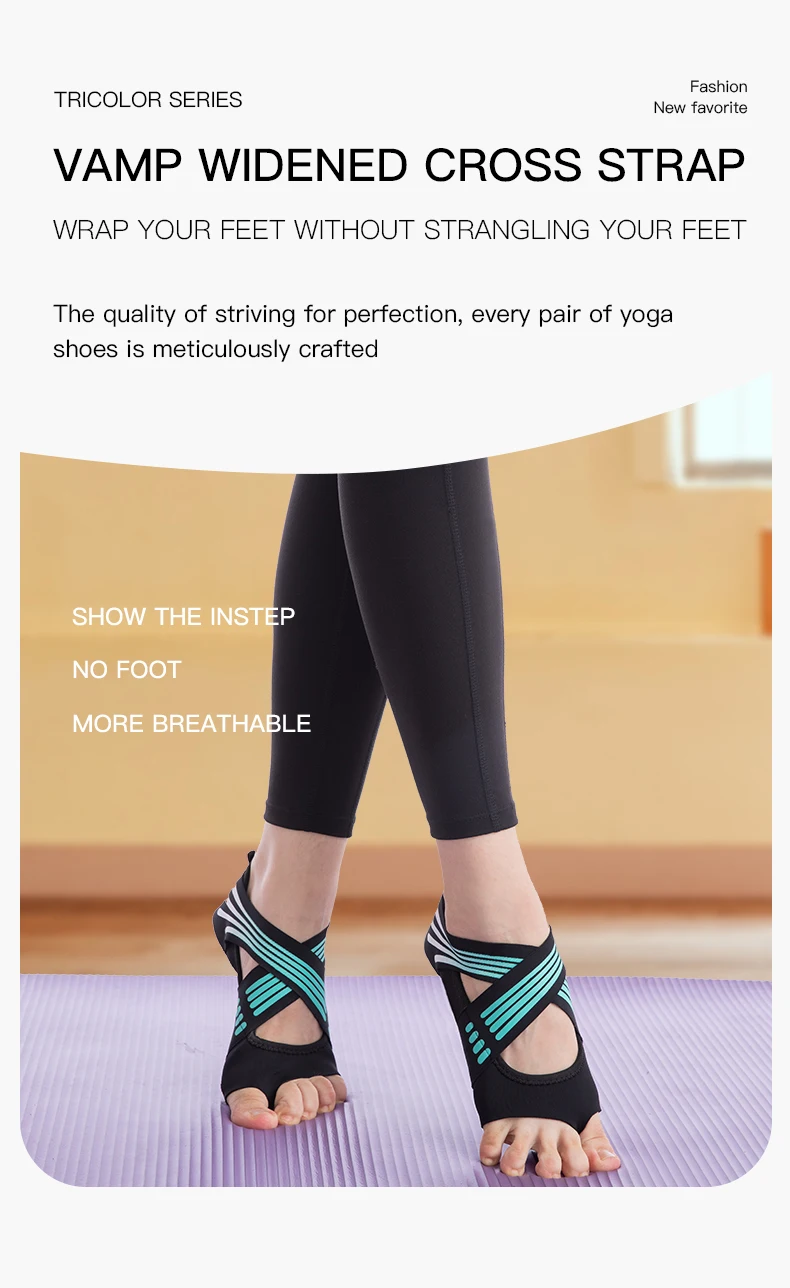 Professionelle rutschfeste Gym Yoga Schuhe flache weiche Anti-Rutsch-Sohle Ballett Fitness Tanzschuhe Pilates Yoga Schuhe Socken – Detail 8