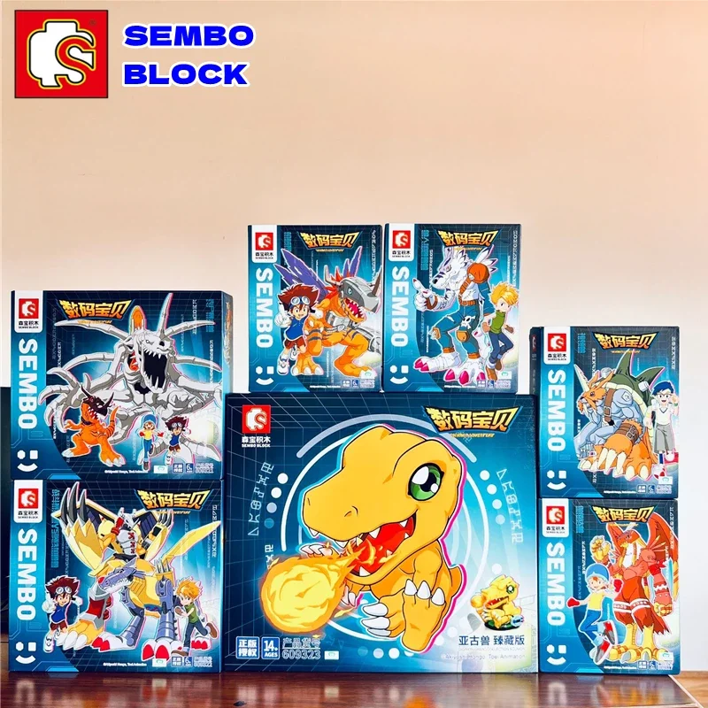 SEMBO Digimon building blocks Kawaii Yagami Taichi Agumon model educational assembly childrens toys birthday gift Gabumon figure