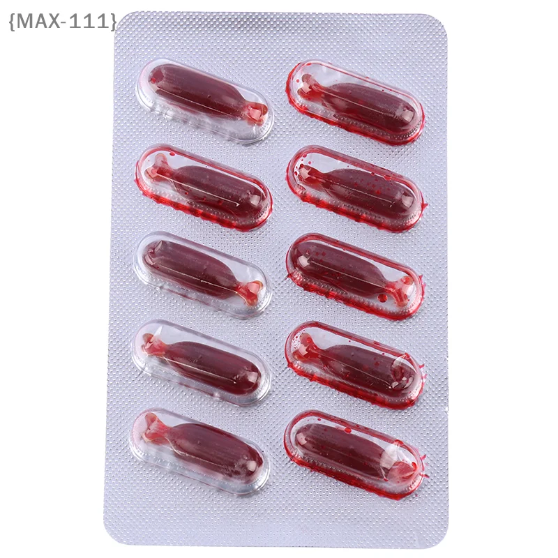 【Fe】10 píldoras de sangre falsa - Juguete de vampiro para bromas de Halloween y diversión en fiestas de terror