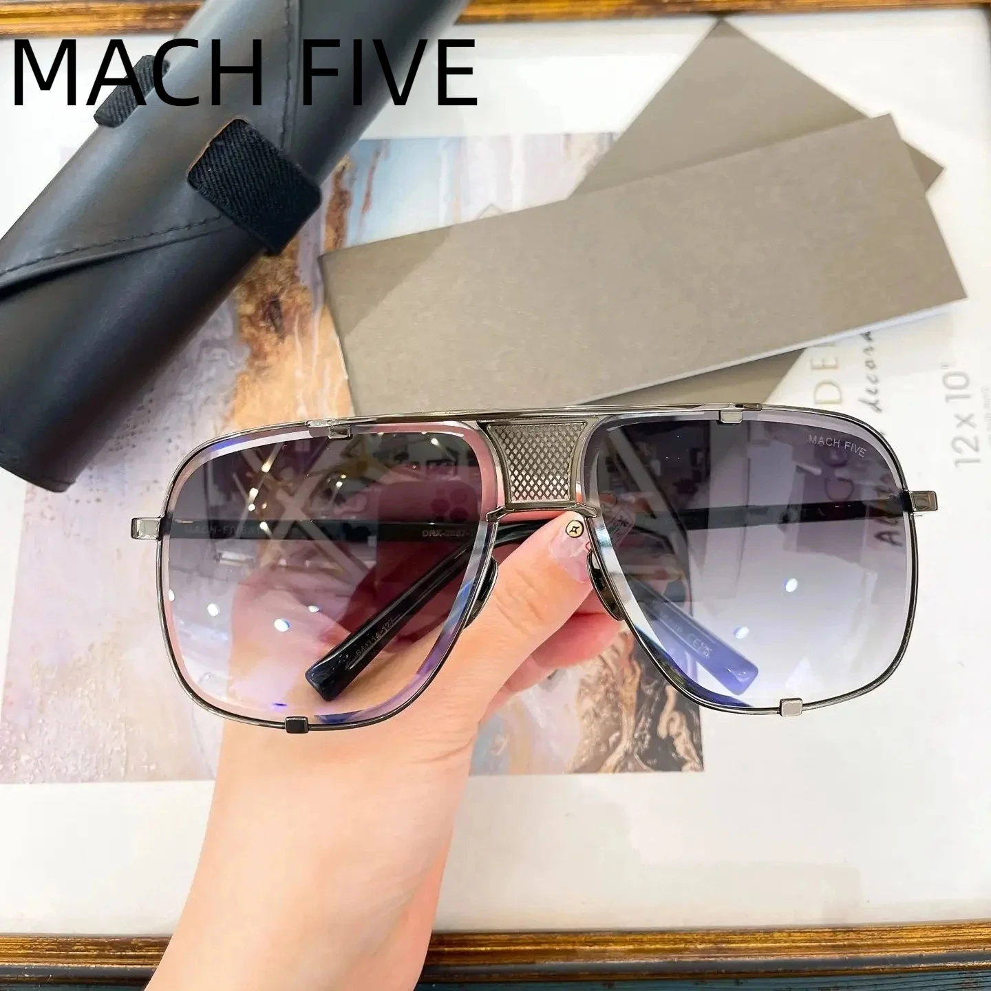 

New DT DRX-2087 MACH FIVE Gradient Purple Lens Luxury Design Womens Sunglasses Square LIMITED EDITION Men's Sun Glasses With Box