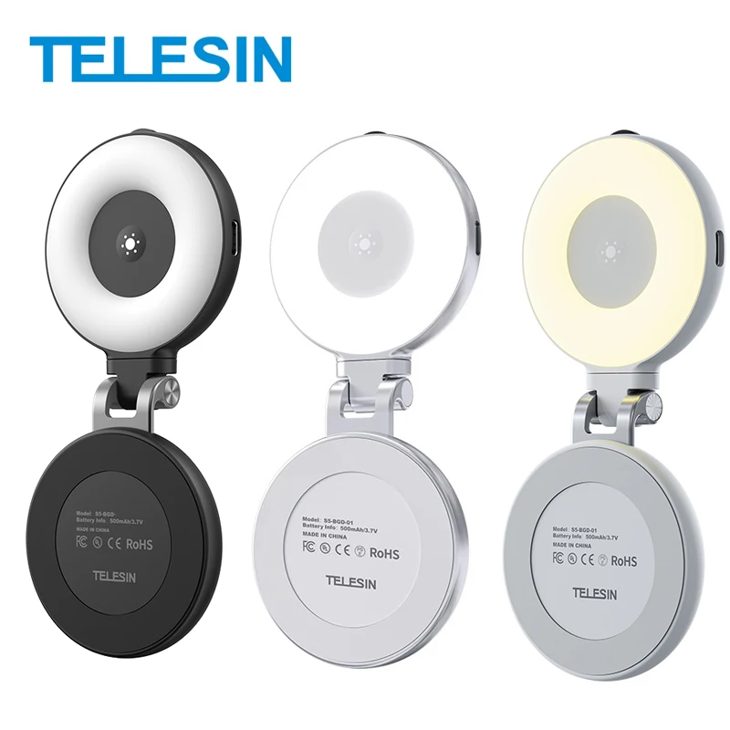 TELESIN Luz de Selfie portátil Luz de relleno magnética 3 modos de brillo ajustable para iphone 17 XIAOMI HUAWEI SAMSUNG Smartphone