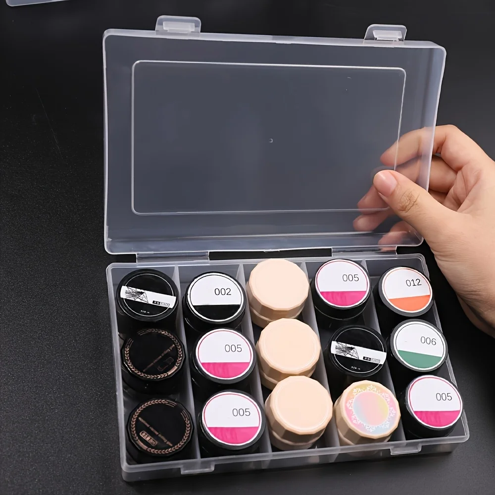 Transparent nail polish glue storage box, stain-resistant, 5 large compartments for nail glue storage, spacious organizer - view 4