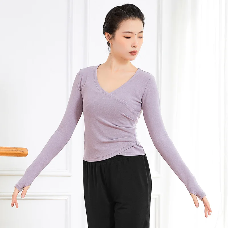 Modern Dance Tops Woman Long Sleeve Dance T-shirt Adults Yoga Tops Sport Running Workout Dance Wear Clothing