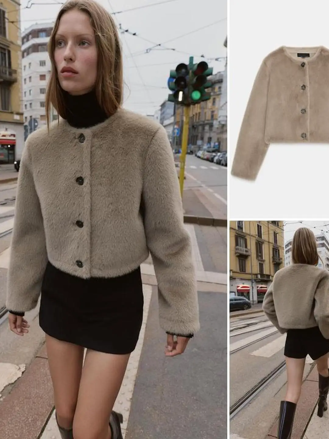 أوائل الخريف طويلة Sve جولة Ne ort Jaet تأثير الفراء الاصطناعي زر إغلاق المرأة السائق معطف منتصف العام جمع #2