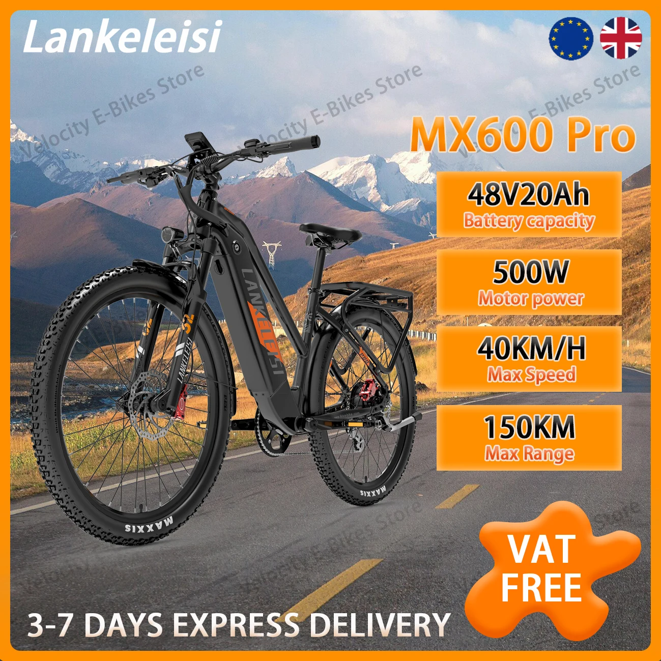 Elektrofahrrad Lankeleisi MX600 Pro 48V20AH Akku 500W Motor 40KM/H Geschwindigkeit Offroad E-Bike EU Lagerbestand