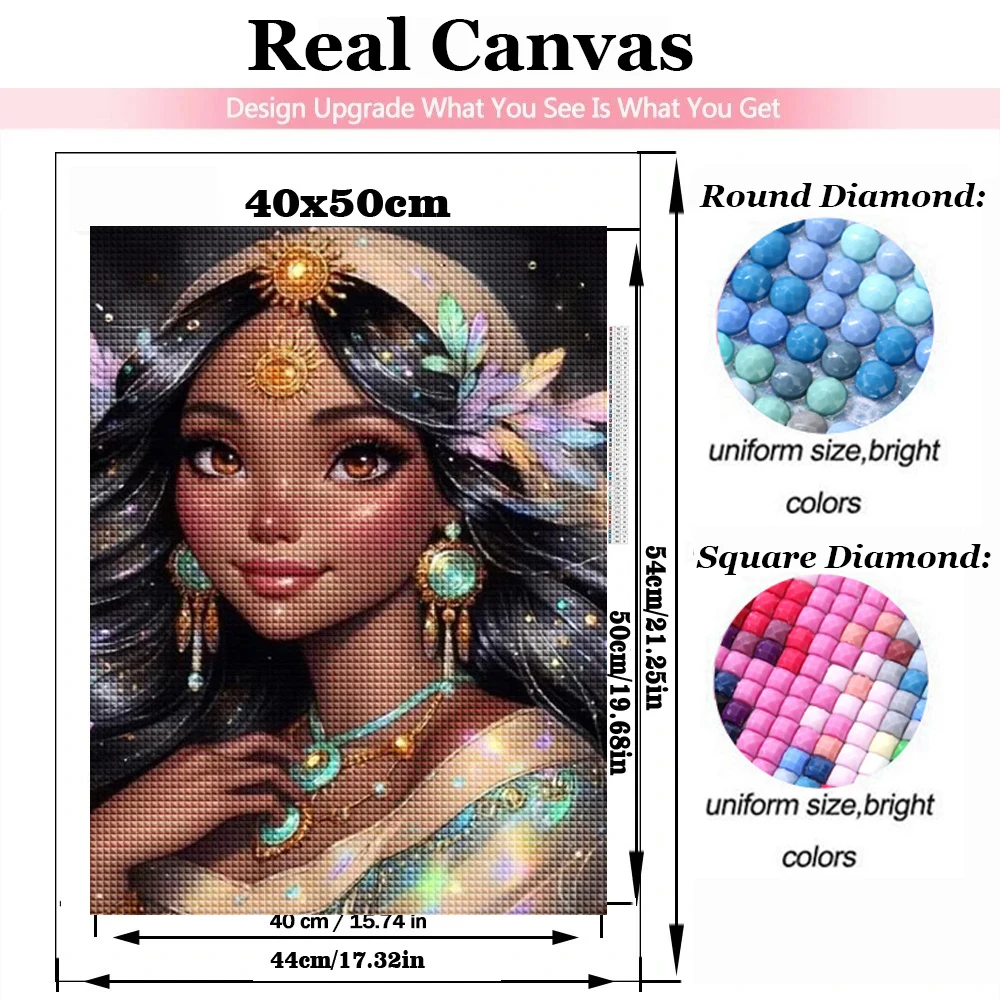 Cute Cartoon Girl Princess 5d Diy Diamond Painting Full Round Square Diamond Mosaic Embroidery New Arrivals 2024 Home Decor