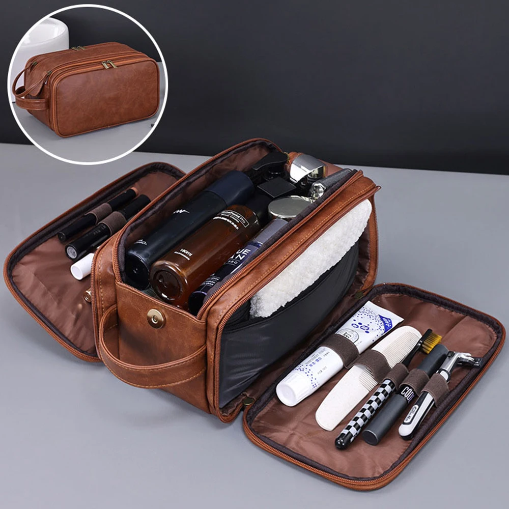 Customized Name Multi-Functional PU Men's Toiletry Bag, Large Capacity, High-End Style Makeup Bag, Cosmetics Storage Bag