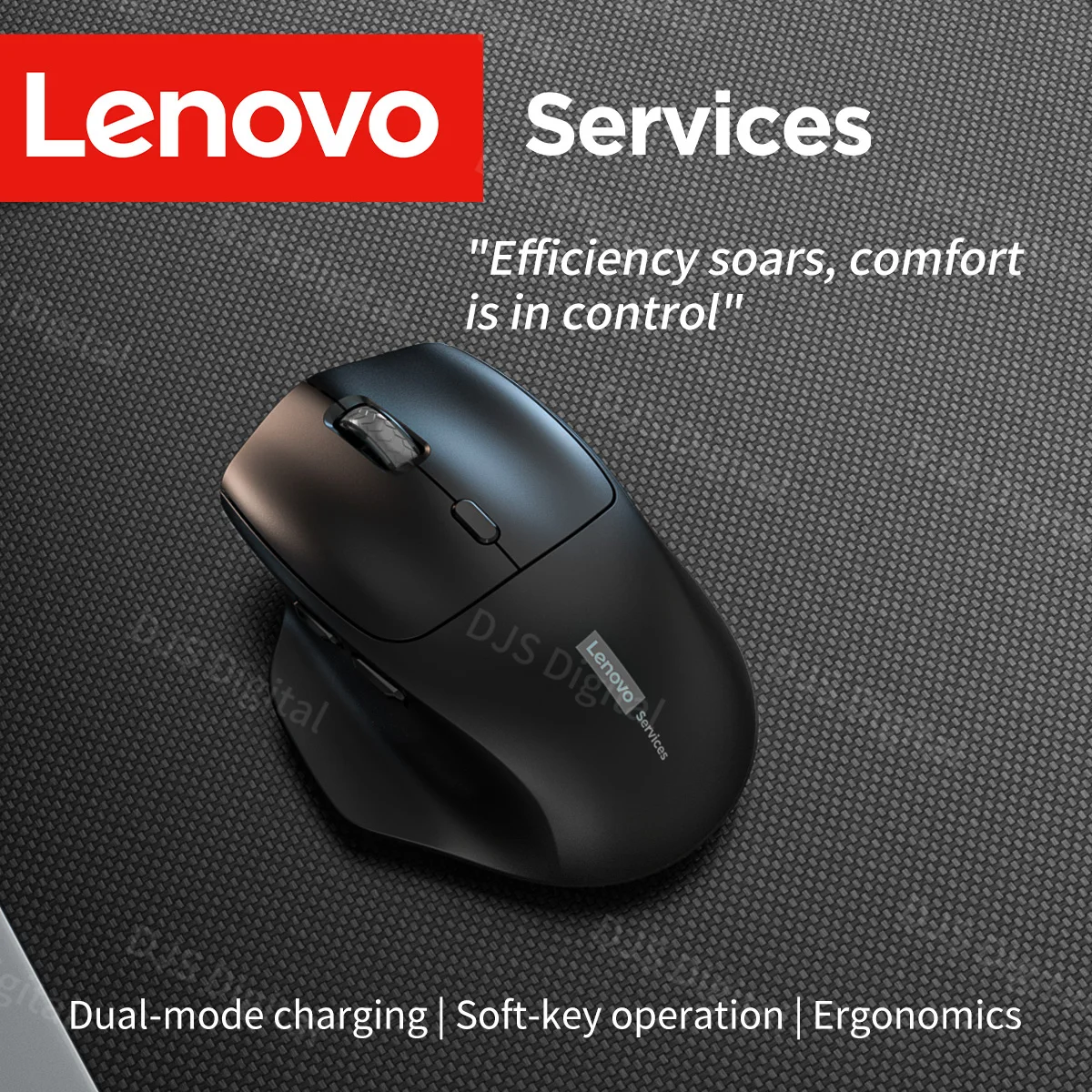 Lenovo Ergonomic Wireless Mouse Design Dual-Mode Connection Large-Capacity Battery Comfortable for Gaming and Office Use