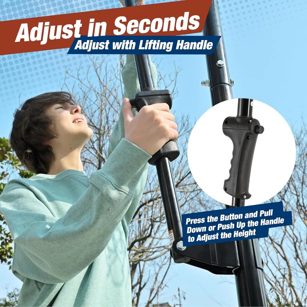 高さ調節可能な子供用バスケットボールフープ 4～8.5フィート ポータブルシステム、33インチの耐衝撃性バックボード付き、子供の屋外遊びに最適