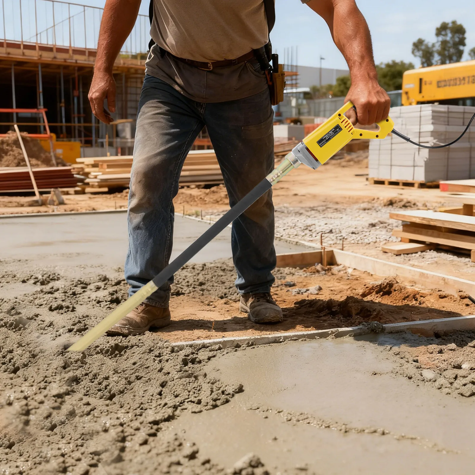 Vibrateur à béton portatif 800W à moteur en cuivre pur pour chantiers de construction, tige vibrante de 1m, outil à dissipation thermique haute efficacité pour les ouvriers du bâtiment