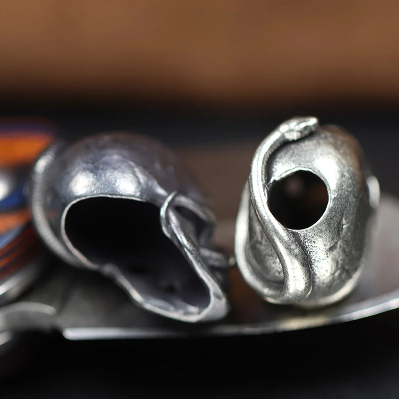 بيثون رأس جمجمة ثعبان سكين من النحاس الأصفر حبة ، EDC ملحقات Paracord في الهواء الطلق ديي ، المنسوجة الحبل قلادة المجوهرات ، سحر سوار فاتن #5