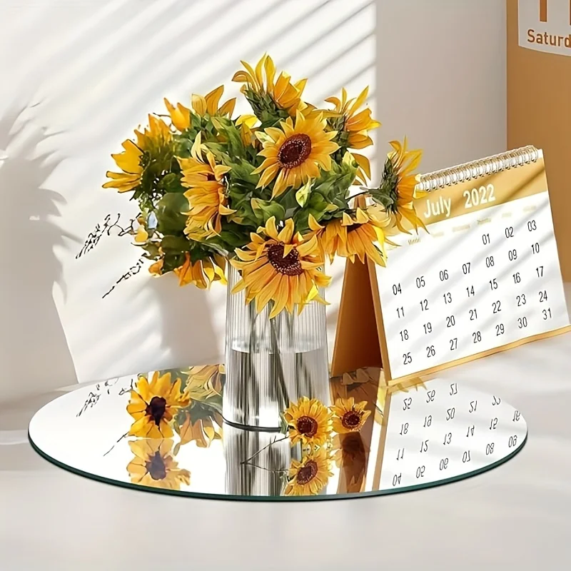 1/2mm Thick 30cm round Acrylic Mirror Decorative Tray Shatterproof Cosmetic Bathroom Mirror Candle Tray for Home Decor
