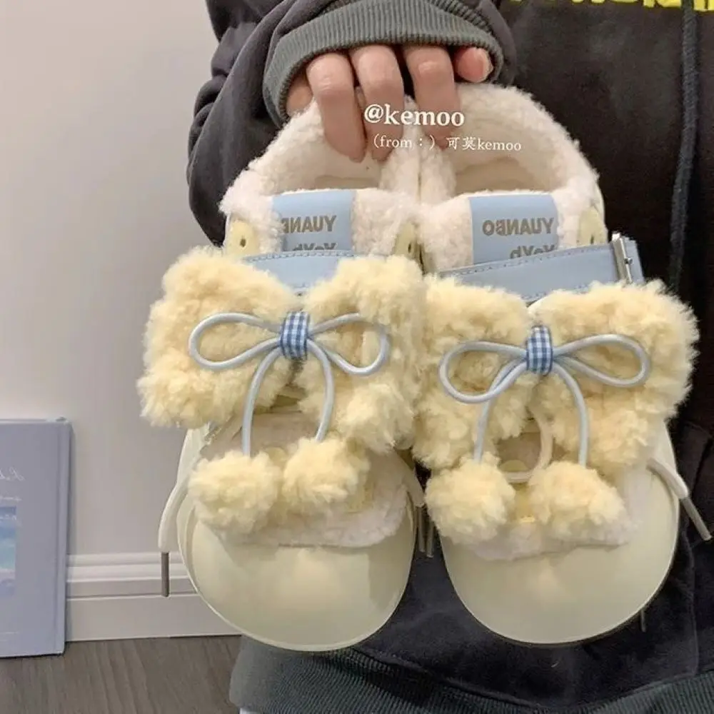 【1pair】shoe charm without shoes plush bow winter slipper shoes decoration sneaker ornament accessories shoes pin pendants shoe