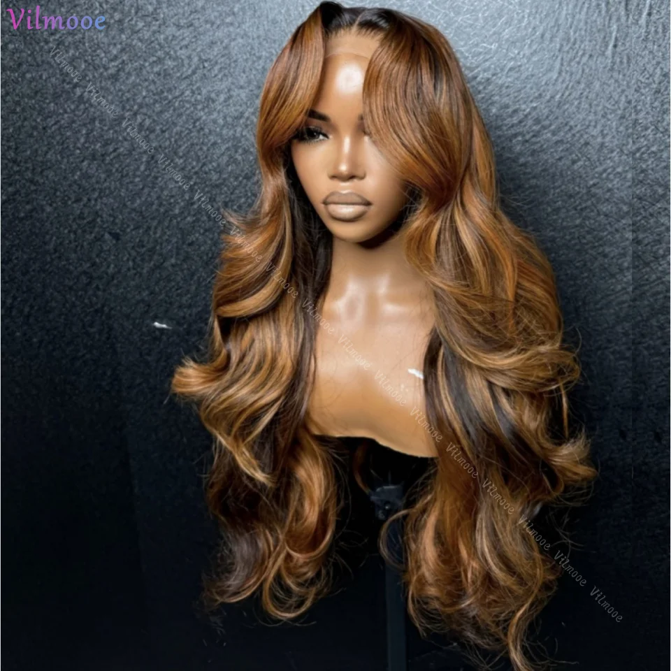 

#4/30Highlight Colored Ombre Blonde Body Wave Silk Top Wigs Human Hair Brazilian 5x5 HD Transparent Lace Closure Wig For Women