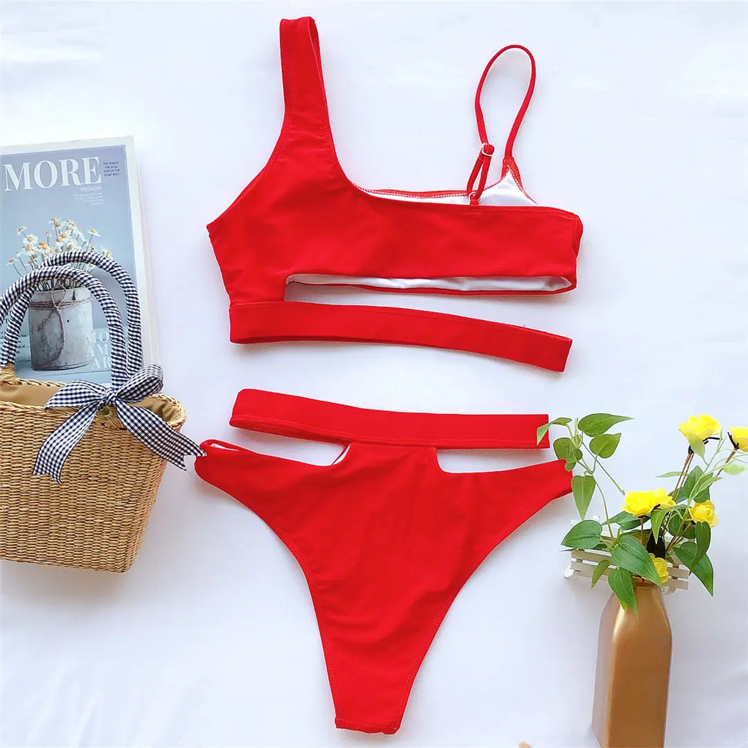 Neuer asymmetrischer High-Waist-Bikini 2026 Damen-Badeanzug zweiteiliger Bikini-Set Badebekleidung Badeanzug für Damen V2200 – Detail 9
